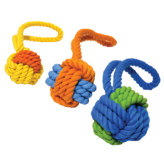 Toy Tough Twist Rubber & Rope Ball Tug
